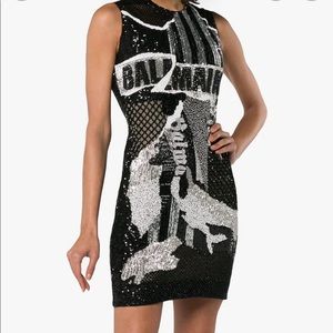 Perfect condition. Balmain NewSprint Logo Sequin Dress